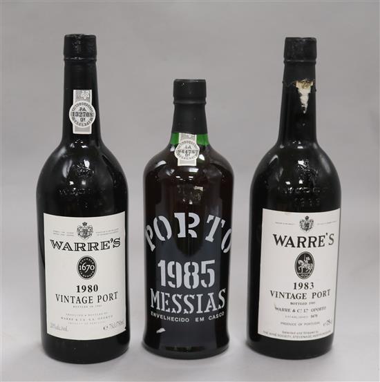 Three bottles of vintage port from 1980 - 1985